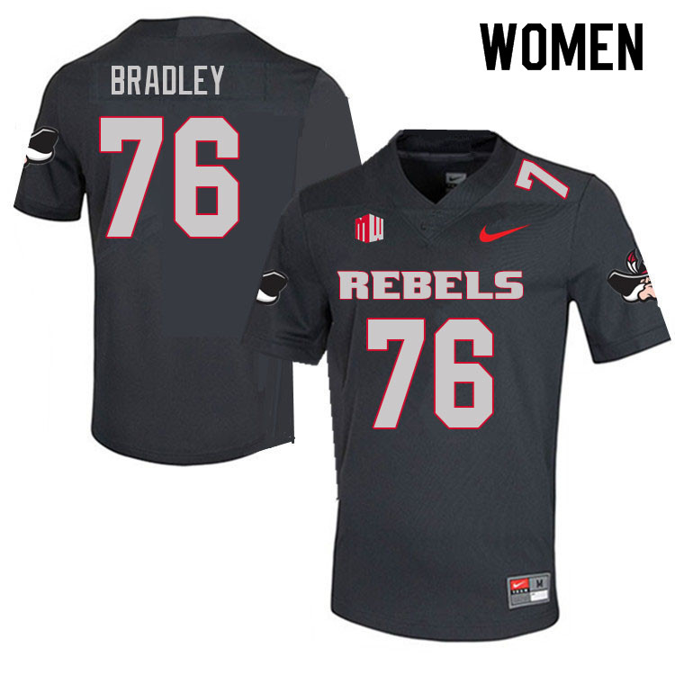 Women #76 Clayton Bradley UNLV Rebels College Football Jerseys Sale-Charcoal - Click Image to Close
